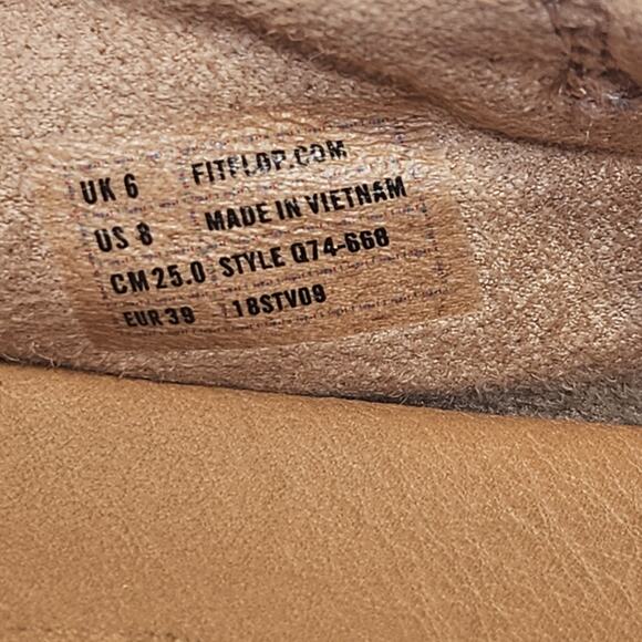 FitFlop Women Allegro Tan Leather Ballet Flats Size 8 Comfort Slip On Shoes - Picture 6 of 9